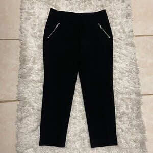 Nine West Womens Size 4P Black Slim Fit Ankle Pants With Zipper Pockets